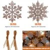RECUTMS 40Pcs Plastic Snowflake Ornaments Christmas Glitter Snowflakes Hanging Crafts For Wedding Birthday Home Xmas Tree Window Door Accessories,4 Inches,2 Pattern (Champagne)