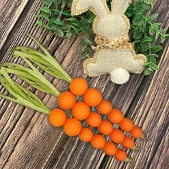 Beaded Carrot Spring Wood Tiered Tray Decorations Easter Beaded Garland Farmhouse Home Decors, 3 PCS