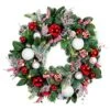 [30 Inch Artificial Christmas Wreath] - Nordic Collection - Red And White Decoration - Pre Lit With 50 Candy Cane Colored LED Mini Lights - Includes Remote Controlled Battery Powered Timer -Department 56 Shop 61PdEcmPcDL