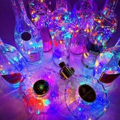 MUMUXI 30 Pack 20 LED Wine Bottle Lights With Cork, 3.3ft Silver Wire Cork Lights Battery Operated Fairy Mini String Lights For Liquor Bottles Party Wedding Halloween Christmas Decorations, 3-Colors -Department 56 Shop 61QCa5HI2zL