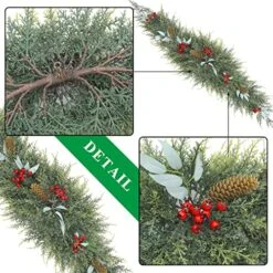 U'Artlines Christmas Swag For Front Door Artificial Decorative Swag Decoration With Pine Cone, Berries For Indoor & Outdoor Window Wall Fireplace Mantle Home Holiday Xmas Decor (43" Green) -Department 56 Shop 61QKHsiVEvL
