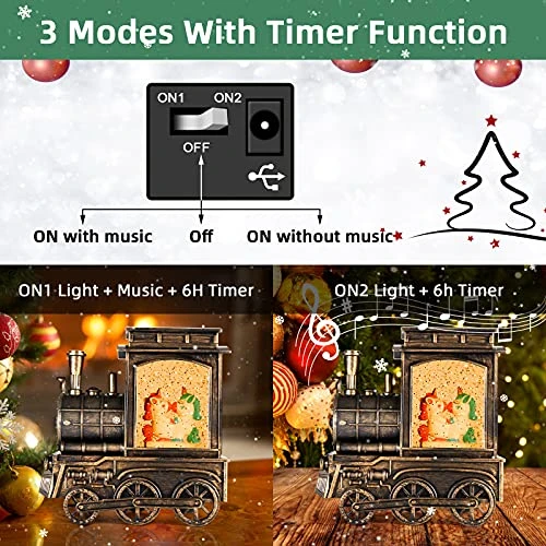 Christmas Snow Globe Lantern Decoration, Unicorn In Musical Lantern, USB/Battery Operated Lighted LED Water Snow Globes Glittering With 6H Timer 3 Christmas Snow Globe Lantern Decoration, Unicorn In Musical Lantern, USB/Battery Operated Lighted LED Water Snow Globes Glittering With 6H Timer - Image 3