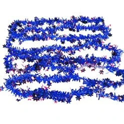 Patriotic Red, White And Blue Tinsel Garland For 4th Of July Or Memorial Day Decorations - 24 Feet - Party Supplies And Decor