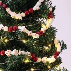 12 Feet Christmas Tree Garland Artificial Popcorn Garlands Christmas Bead Garland Xmas Holiday Vintage Decor Fake Popcorn Vintage Garlands For Christmas Tree Wreaths Fence Fireplace Decorations