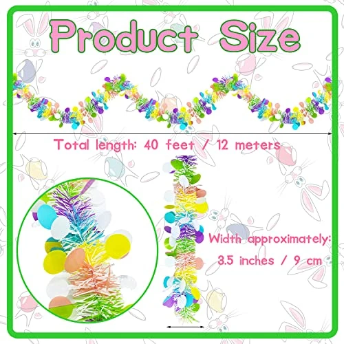 Easter Tinsel Garland,40 Feet Metallic Glitter Garlands,Mixed Color Chunky Garlands Hanging Decorations For Easter,Party Decor 2 Easter Tinsel Garland,40 Feet Metallic Glitter Garlands,Mixed Color Chunky Garlands Hanging Decorations For Easter,Party Decor - Image 2