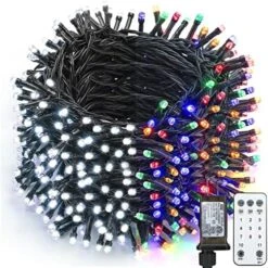 Brizled Color Changing Christmas Lights, 65.67ft 200 LED Cool White & Multicolor Christmas Lights, 11 Modes Remote Dimmable 24V Safe Adapter Outdoor Christmas Tree Lights String For Xmas Party Tree -Department 56 Shop 61WJBDgvDuL. AC