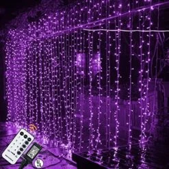 MAGGIFT 304 LED Curtain String Lights, 9.8 X 9.8 Ft, 8 Modes Plug In Fairy String Light With Remote Control, Christmas, Backdrop For Indoor Outdoor Bedroom Window Wedding Party Decoration, Warm White -Department 56 Shop 61Xgoc4QxPL. AC