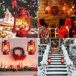 Christmas Decorations Vintage Lantern LED Outdoor Hanging Lantern Red Indoor Decor Lamp Santa Claus Christmas Tree Garden Dining Light Battery Powered Camping Retro Lanterns 2 Pack -Department 56 Shop 61XxrRaxPqL