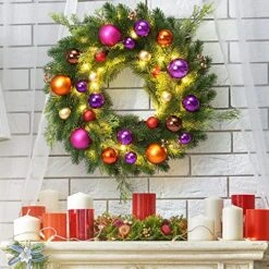 Peyton Christmas Wreath, Outdoor Lighted Christmas Wreath For Front Door, Christmas Wreath With Berry Clusters, Ball Ornaments, Christmas Collection, For Holiday Christmas Party Decorations -Department 56 Shop 61Y69DvEODL