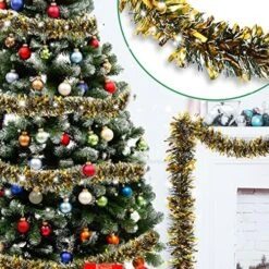 33FT Christmas Tinsel Garland Decoration To Christmas Tree, Thick And Thin Metallic Streamers Foil Tinsel Twist Garland For Xmas Tree Decor Home Indoor Outdoor Holiday Wedding Party Supply (Gold) -Department 56 Shop 61YYrX yzGL. AC