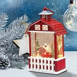 XPHOME Christmas Musical Snow Globes House Snowglobe Christmas Lantern Glitter Lantern Lighted Lantern Snowman With Farm Scene Christmas Home Decoration Gift Battery Operated Snowglobe, XP-JY-0038 -Department 56 Shop 61ZMu3C7juL