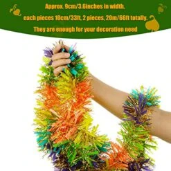 Chuangdi 66 Feet 2 Pieces Easter Tinsel Garlands Metallic Twist Garlands Colorful Tinsel Twist Fringe Garland Hanging Tinsel Garland Ornaments For Easter Decoration Birthday Wedding Party Supply