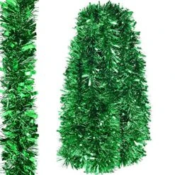Green Christmas Tinsel Garland Metallic Streamers Birthday Celebrate A Holiday New Years Eve Party Indoor And Outdoor Tinsel Decorations,19 Foot