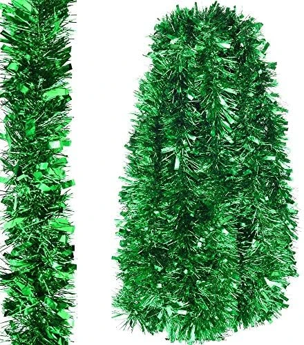Green Christmas Tinsel Garland Metallic Streamers Birthday Celebrate A Holiday New Years Eve Party Indoor And Outdoor Tinsel Decorations,19 Foot 5 Green Christmas Tinsel Garland Metallic Streamers Birthday Celebrate A Holiday New Years Eve Party Indoor And Outdoor Tinsel Decorations,19 Foot - Image 5