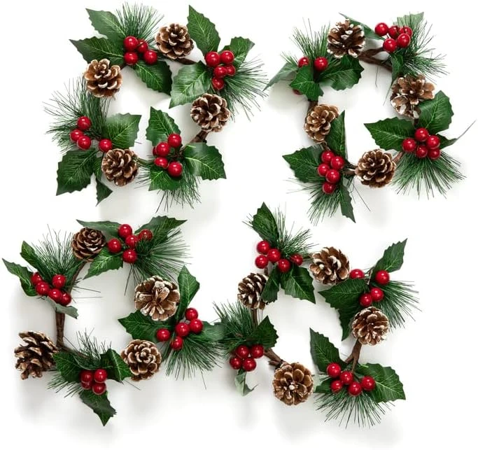 Factory Direct Craft Set Of 2 Artificial Frosted Fern Christmas Candle Rings Faux Winter Greenery Holiday Candle Rings For Pillar Candles - Use As A Small Christmas Wreath Decoration Too! 8 Factory Direct Craft Set Of 2 Artificial Frosted Fern Christmas Candle Rings Faux Winter Greenery Holiday Candle Rings For Pillar Candles - Use As A Small Christmas Wreath Decoration Too! - Image 8