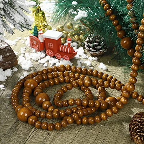 12 Feet Christmas Wooden Beads Xmas Bead Garland Round Craft Bead Garland Farmhouse Bead Garland Vintage Wooden Beads For Christmas Decoration Supplies (Coffee) 2 12 Feet Christmas Wooden Beads Xmas Bead Garland Round Craft Bead Garland Farmhouse Bead Garland Vintage Wooden Beads For Christmas Decoration Supplies (Coffee) - Image 2