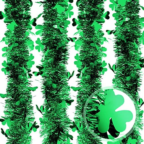 66 Feet St. Patrick's Day Tinsel Garlands Green Clover Tinsel Garlands Metallic Shamrock Garlands Shiny Hanging Tinsel Ornaments For St. Patrick's Day Birthday Wedding Party Decoration 1 66 Feet St. Patrick's Day Tinsel Garlands Green Clover Tinsel Garlands Metallic Shamrock Garlands Shiny Hanging Tinsel Ornaments For St. Patrick's Day Birthday Wedding Party Decoration