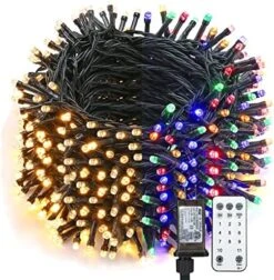 Brizled Christmas Lights, 65.67ft 200 LED Color Changing Tree Lights 11-Function Warm White & Multicolor Christmas Lights, Connectable 24V Safe Adapter Remote Decorative Lights String For Xmas Party -Department 56 Shop 61dRDdeCC2L. AC