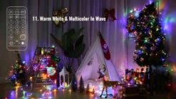 Brizled Christmas Lights, 65.67ft 200 LED Tree Lights Color Changing, 11-Function Warm White & Multicolor Christmas Lights, Connectable 24V Adapter Christmas Lights With Remote For Xmas Tree Party -Department 56 Shop 61deC22XodL