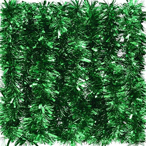 Green Christmas Tinsel Garland Metallic Streamers Birthday Celebrate A Holiday New Years Eve Party Indoor And Outdoor Tinsel Decorations,19 Foot 2 Green Christmas Tinsel Garland Metallic Streamers Birthday Celebrate A Holiday New Years Eve Party Indoor And Outdoor Tinsel Decorations,19 Foot - Image 2