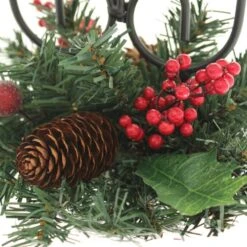 WeRChristmas Natural Pine Cone And Berry Decorated Triple Tape Candle Holder Table Christmas Decoration, 22 Cm - Red -Department 56 Shop 61hNTv2j7BL