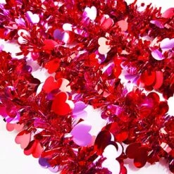 26.2 Feet Valentines Tinsel Garland Metallic Tinsel Twist Garland With Heart Ornament Valentines Tree Hanging Garland Decoration For Home Valentine's Day Decor (Red, Pink,Cute Style) -Department 56 Shop 61imH9xnPLL