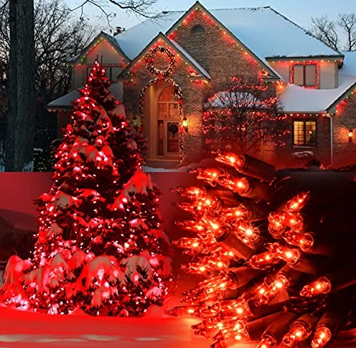 100 Red Christmas Lights, Green Wire 20.6 Feet Long String Lights Set For Outdoor Indoor Décor, Valentines Day, Wedding, Halloween, Christmas Trees, Holiday Lighting Decorations, UL Certified 3 100 Red Christmas Lights, Green Wire 20.6 Feet Long String Lights Set For Outdoor Indoor Décor, Valentines Day, Wedding, Halloween, Christmas Trees, Holiday Lighting Decorations, UL Certified - Image 3