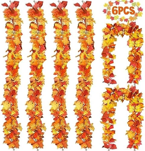 3 Pack Fall Decor For Home Fall Leaves Garland Thanksgiving Decorations Indoor Outdoor 5.8Ft/Piece Artificial Maple Leaf Garland For Autumn Harvest Halloween Party Thanksgiving Fireplace Decor (Red) 10 3 Pack Fall Decor For Home Fall Leaves Garland Thanksgiving Decorations Indoor Outdoor 5.8Ft/Piece Artificial Maple Leaf Garland For Autumn Harvest Halloween Party Thanksgiving Fireplace Decor (Red) - Image 10