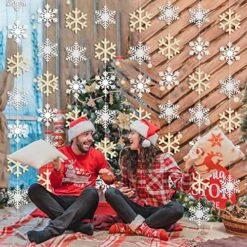 Winter Christmas Snowflake Hanging Decorations, Glitter Silver White Champagne Snowflakes Hanging Garland Christmas Party Decorations For Winter Wonderland Boys Girls Birthday Party Decorations -Department 56 Shop 61jKx5tXKaL