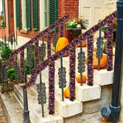 CANREVEL 4 Pieces 26.4 Ft Halloween Tinsel Garland Metallic Shiny Twist Garland Hanging Decorations For Halloween Party Indoor And Outdoor Decor - Black Orange And Purple 8 CANREVEL 4 Pieces 26.4 Ft Halloween Tinsel Garland Metallic Shiny Twist Garland Hanging Decorations For Halloween Party Indoor And Outdoor Decor - Black Orange And Purple -Department 56 Shop 61jLSDKZU8L