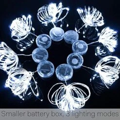 Fairy String Lights With 3 Flashing Modes, 18 Pcs 20 LED Flickering Waterproof Starry Firefly Lights Battery Operated, 2 Meters/7 Feet Copper Wire Lights, DIY Party Wedding Christmas Decor(Cool White) -Department 56 Shop 61jOiHPb2zL