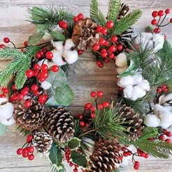 Artificial Christmas Pine Garland With Berries Pinecones Spruce Eucalyptus Leaves Cotton Balls Winter Greenery Garland For Holiday Season Mantel Fireplace Table Runner Centerpiece Décor 6 Feet -Department 56 Shop 61jufve3r7L