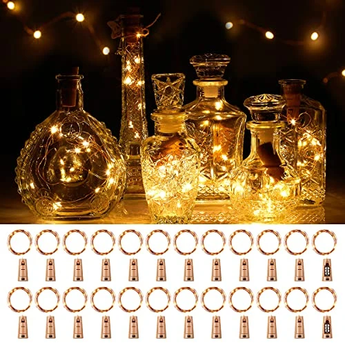 Ariceleo Wine Bottles String Lights, 24 Packs Micro Artificial Cork Copper Wire Starry Fairy Lights, Battery Operated Lights For Bedroom, Parties, Wedding, Decoration(24 Packs 2m/7.2ft Warm White) 1 Ariceleo Wine Bottles String Lights, 24 Packs Micro Artificial Cork Copper Wire Starry Fairy Lights, Battery Operated Lights For Bedroom, Parties, Wedding, Decoration(24 Packs 2m/7.2ft Warm White)