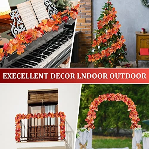 3 Pack Fall Decor For Home Fall Leaves Garland Thanksgiving Decorations Indoor Outdoor 5.8Ft/Piece Artificial Maple Leaf Garland For Autumn Harvest Halloween Party Thanksgiving Fireplace Decor (Red) 7 3 Pack Fall Decor For Home Fall Leaves Garland Thanksgiving Decorations Indoor Outdoor 5.8Ft/Piece Artificial Maple Leaf Garland For Autumn Harvest Halloween Party Thanksgiving Fireplace Decor (Red) - Image 7
