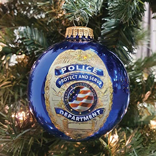 Krebs Gift For Men & Women. USA Police Force Law Enforcement Logo, First Responder, Man Cave, She Shed, Family, Friend, Dad, Mom, Housewarming, Birthday, Blue Glass Ball Ornament, Keepsake – 3 1/4" 2 Krebs Gift For Men & Women. USA Police Force Law Enforcement Logo, First Responder, Man Cave, She Shed, Family, Friend, Dad, Mom, Housewarming, Birthday, Blue Glass Ball Ornament, Keepsake – 3 1/4" - Image 2