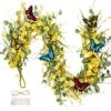 6FT Artificial Daisy Garland, Fake Flowers Eucalyptus Greenery And Mixed Flowers Vines With Butterflies And Light String, Spring/Summer Front Door Garland For Wedding Home Wall Indoor Front Door Decor -Department 56 Shop 61ng6kxk7IL