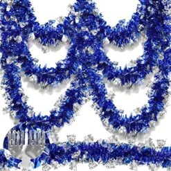 TURNMEON 18 Feet By 6 Inch Hanukkah Garland Decoration, Blue Tinsel Garland With Silver Menorah Ornaments Metallic Streamers Chanukah Hanukkah Decorations Indoor Outdoor Home Party Supplies -Department 56 Shop 61nvrQKUVML. AC