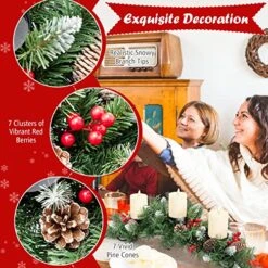 GOFLAME Christmas Table Centerpiece Decoration With 3 Candle Holders, Holiday Candelabrum With Pine Cones, Berry Clusters, Snowy Leaves, Christmas Tealight Candle Holder For Dining Table, Fireplace 8 GOFLAME Christmas Table Centerpiece Decoration With 3 Candle Holders, Holiday Candelabrum With Pine Cones, Berry Clusters, Snowy Leaves, Christmas Tealight Candle Holder For Dining Table, Fireplace -Department 56 Shop 61pLla5MjuL