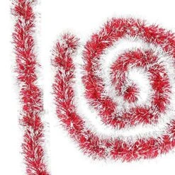 Aeggplant 19 Ft Tinsel Garland For Christmas Tree Decorations Holiday Decor For Outdoor Or Indoor Wedding Party Decorations Happy New Year Party (Red)