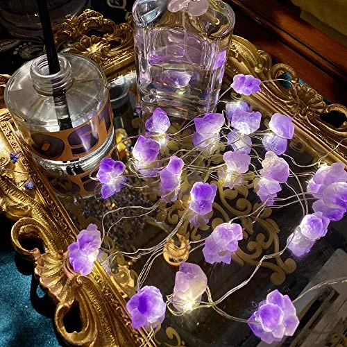 Genuine Amethyst Crystal Decorative Lights Cute Fairy String Lights 10ft 30 Natural Stones With Remote For Bedroom Hanging Ornaments Reiki Party Night Light Wedding Room Décor Mother's Day Gift 5 Genuine Amethyst Crystal Decorative Lights Cute Fairy String Lights 10ft 30 Natural Stones With Remote For Bedroom Hanging Ornaments Reiki Party Night Light Wedding Room Décor Mother's Day Gift - Image 5