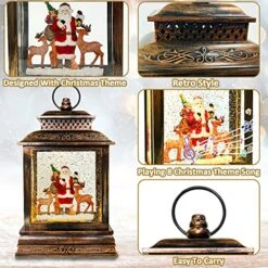 TURNMEON Musical Lighted Water Lantern Christmas Snow Globe Decorations Santa Elk With Timer 8 Songs Swirling Glitter Snow Globe Lantern USB Or Battery Operated Christmas Decorations Home Indoor Gifts -Department 56 Shop 61sAKpApX4L