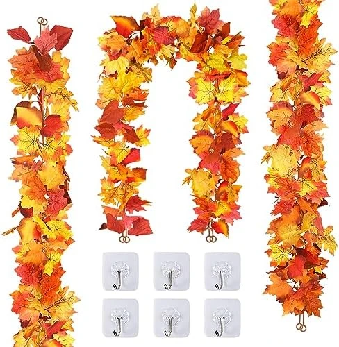 3 Pack Fall Decor For Home Fall Leaves Garland Thanksgiving Decorations Indoor Outdoor 5.8Ft/Piece Artificial Maple Leaf Garland For Autumn Harvest Halloween Party Thanksgiving Door Decor (Red) 10 3 Pack Fall Decor For Home Fall Leaves Garland Thanksgiving Decorations Indoor Outdoor 5.8Ft/Piece Artificial Maple Leaf Garland For Autumn Harvest Halloween Party Thanksgiving Door Decor (Red) - Image 10