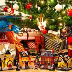 MGTHDS Christmas Village Sets 12PCS, Christmas Village Houses With LED Light, Christmas Village Collectible Buildings Home Decor Xmas Gifts -Department 56 Shop 61ua6Ygfz7L