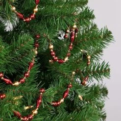 Northlight 9' Shiny And Matte Red And Gold Beaded Christmas Garland, Unlit