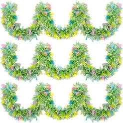Chuangdi Easter Metallic Glitter Garlands Easter Mixed Color Chunky Garlands Metallic Tinsel Glittering Garland Hanging Decorations For Easter Party Decor (Vibrant Style,6 Pieces)