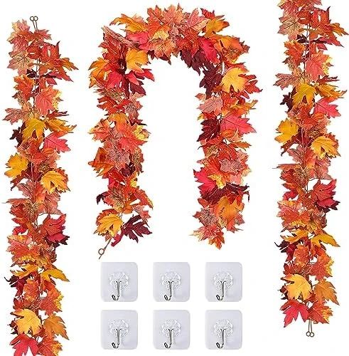3 Pack Fall Decor For Home Fall Leaves Garland Thanksgiving Decorations Indoor Outdoor 5.8Ft/Piece Artificial Maple Leaf Garland For Autumn Harvest Halloween Party Thanksgiving Door Decor (Red) 9 3 Pack Fall Decor For Home Fall Leaves Garland Thanksgiving Decorations Indoor Outdoor 5.8Ft/Piece Artificial Maple Leaf Garland For Autumn Harvest Halloween Party Thanksgiving Door Decor (Red) - Image 9