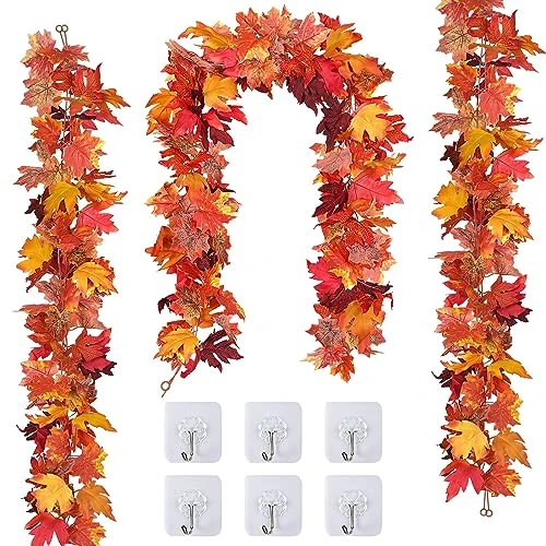 3 Pack Fall Decor For Home Fall Leaves Garland Thanksgiving Decorations Indoor Outdoor 5.8Ft/Piece Artificial Maple Leaf Garland For Autumn Harvest Halloween Party Thanksgiving Door Decor (Red) 1 3 Pack Fall Decor For Home Fall Leaves Garland Thanksgiving Decorations Indoor Outdoor 5.8Ft/Piece Artificial Maple Leaf Garland For Autumn Harvest Halloween Party Thanksgiving Door Decor (Red)
