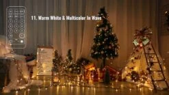 Brizled Christmas Lights, 65.67ft 200 LED Color Changing Tree Lights 11-Function Warm White & Multicolor Christmas Lights, Connectable 24V Safe Adapter Remote Decorative Lights String For Xmas Party -Department 56 Shop 61yen8732lL