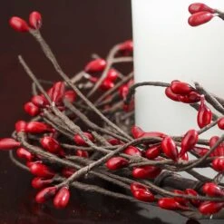 Artificial Red Pip Berry Candle Rings – Pack Of 6 Red Christmas Berry Farmhouse Home Decor For Centerpiece Decorations And Small Wreaths (Size: 7" Diam) -Department 56 Shop 61zMmSD6UXL